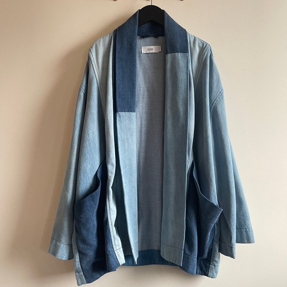 Closed denim kimono colorblock boxy jacket coat size S Italy